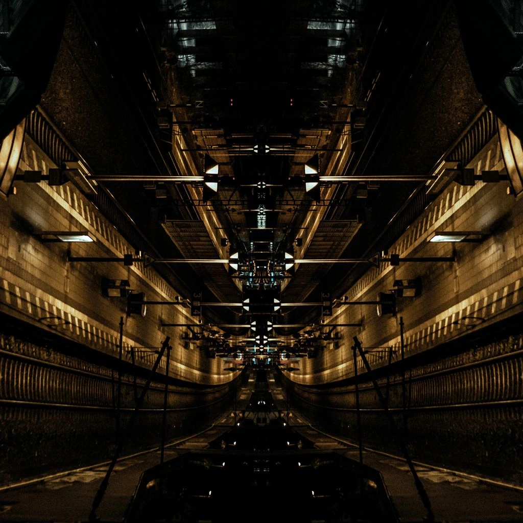 A tunnel boring rig cutterhead inside a mountain tunnel under construction